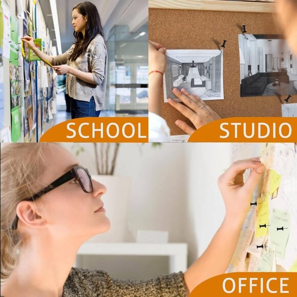 215 Black for Bulletin Board Thumb Tacks for Wall Corkboard Map Calendar Photo - - Picture 5 of 6